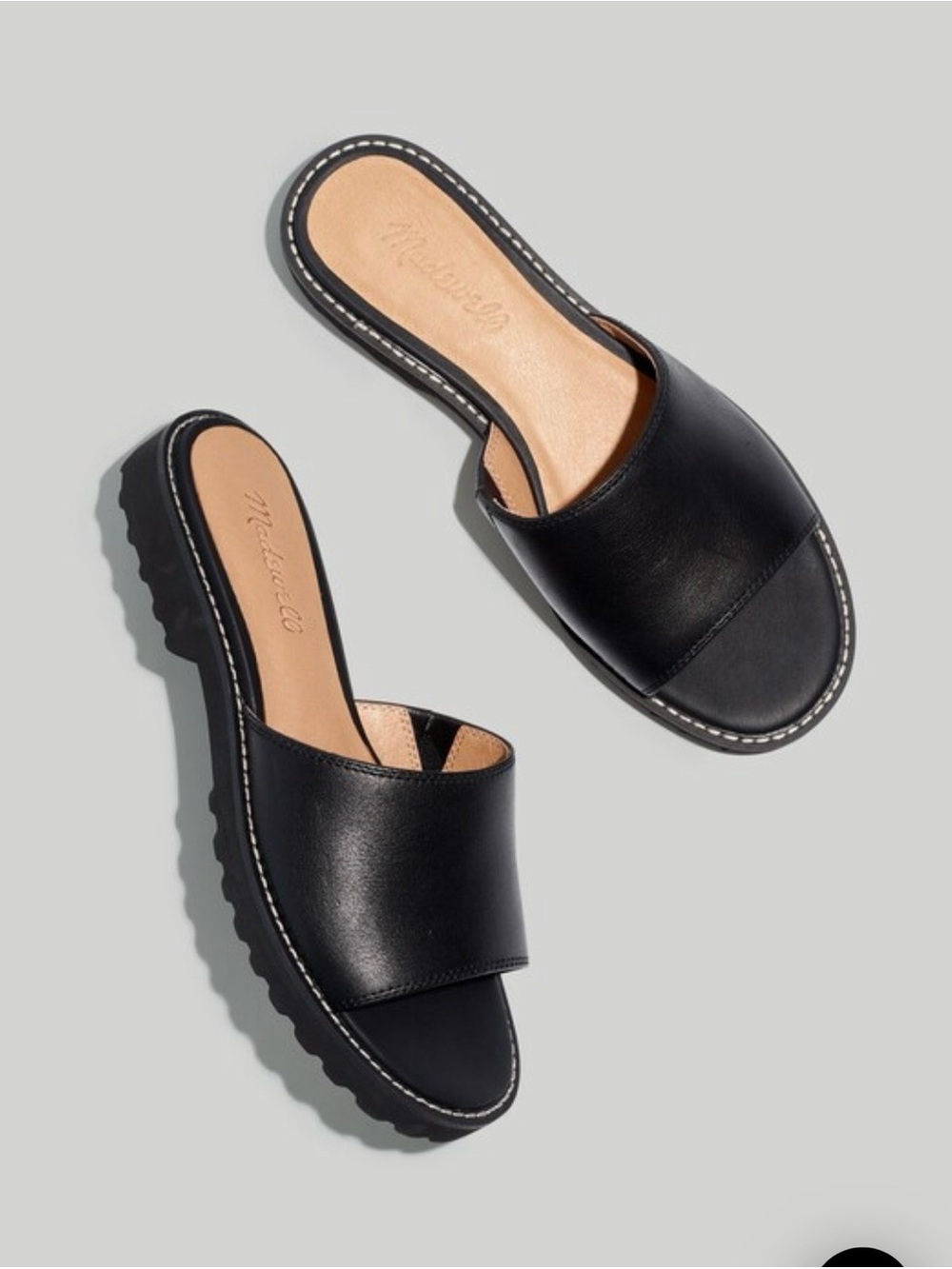 Madewell Vaneeta lug slide sandal. Size 8. True black